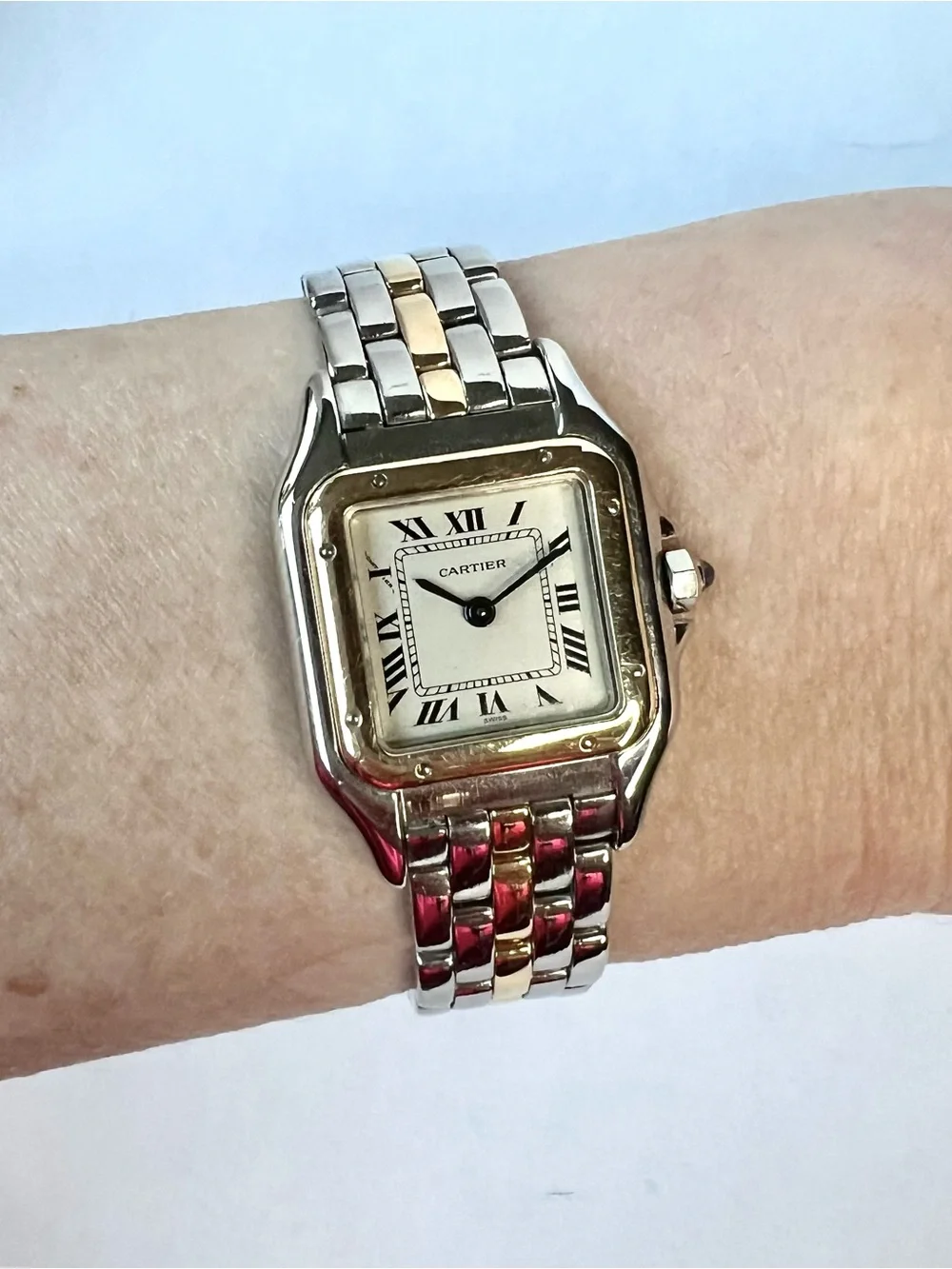 CARTIER PANTHERE Quartz 23mm 1 Row Gold Watch Cream Dial